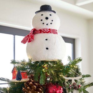 Pottery Barn Archie the Snowman Christmas Tree Topper New in Box